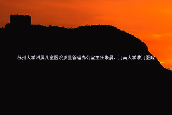 苏州大学附属儿童医院质量管理办公室主任朱晨、河南大学淮河医院