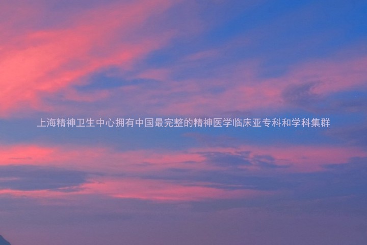 上海精神卫生中心拥有中国最完整的精神医学临床亚专科和学科集群