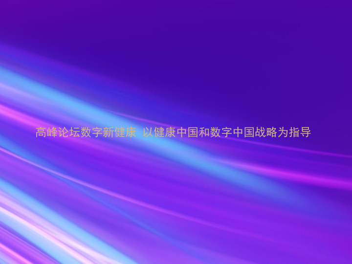 高峰论坛数字新健康 以健康中国和数字中国战略为指导