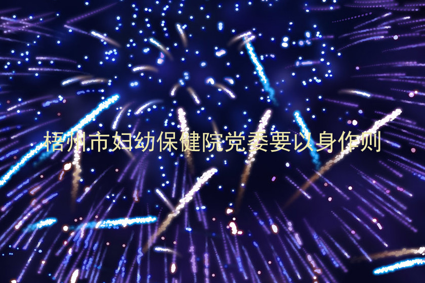 梧州市妇幼保健院党委要以身作则