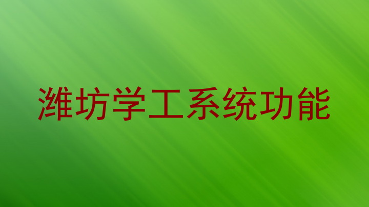 潍坊学工系统功能