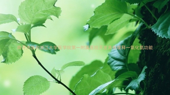 南开大学和浙江大学医学院第一附属医院开发具有缓释一氧化氮功能