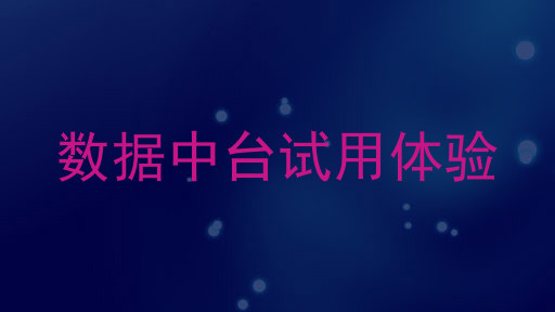 数据中台试用体验