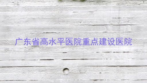 广东省高水平医院重点建设医院
