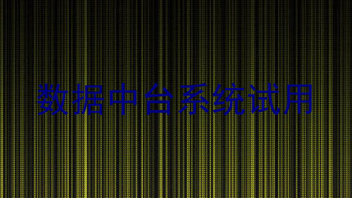 数据中台系统试用
