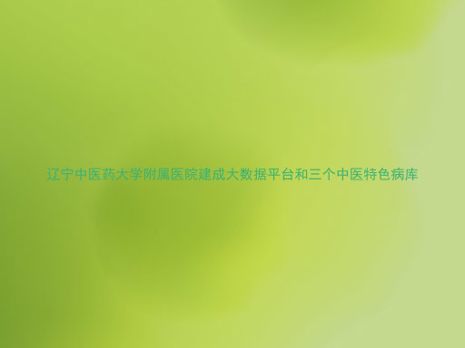 辽宁中医药大学附属医院建成大数据平台和三个中医特色病库
