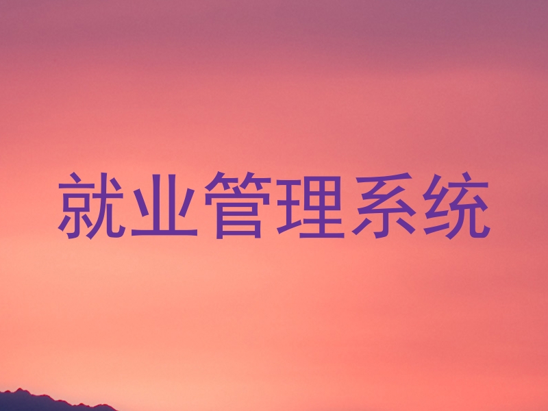 就业管理系统