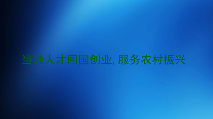 当地人才回国创业,服务农村振兴