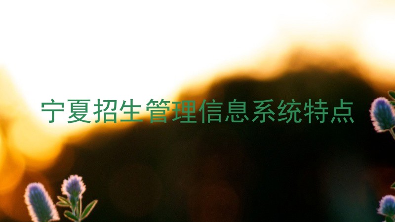 宁夏招生管理信息系统特点