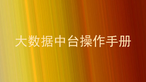 大数据中台操作手册