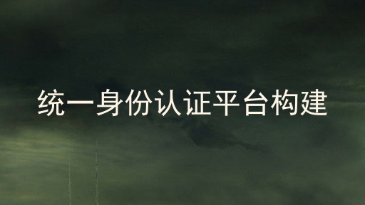 统一身份认证平台构建