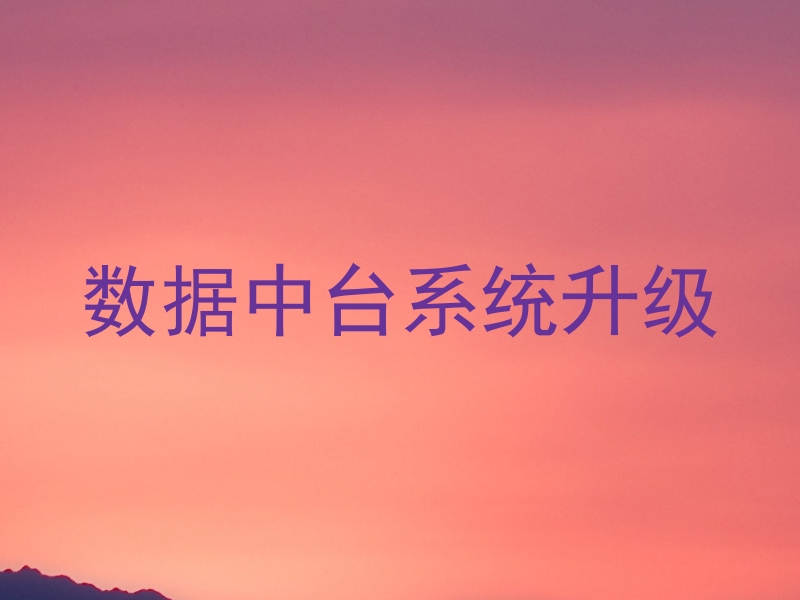 数据中台系统升级
