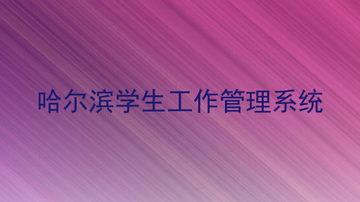 哈尔滨学生工作管理系统