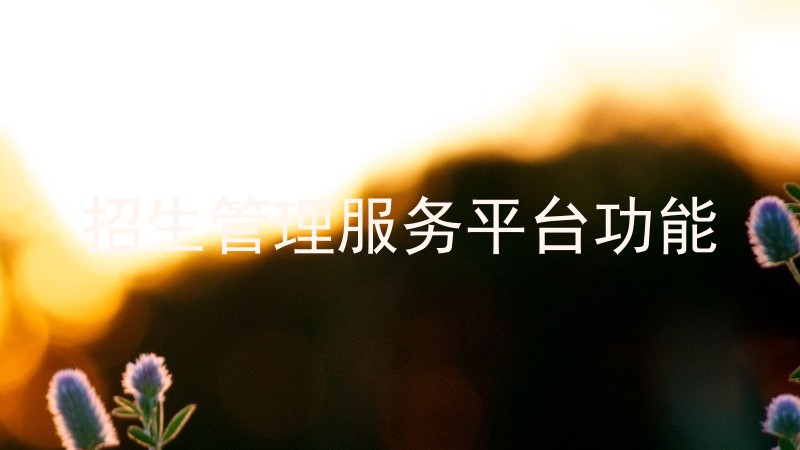 招生管理服务平台功能