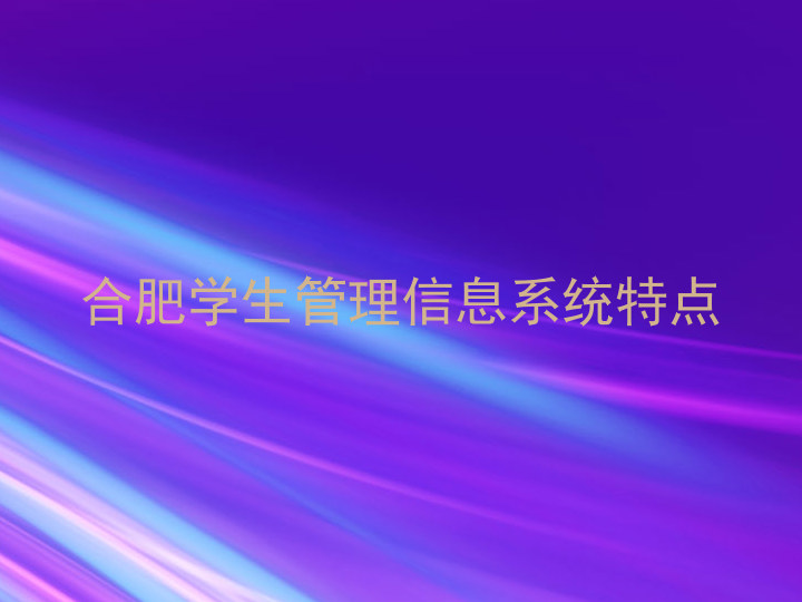 合肥学生管理信息系统特点