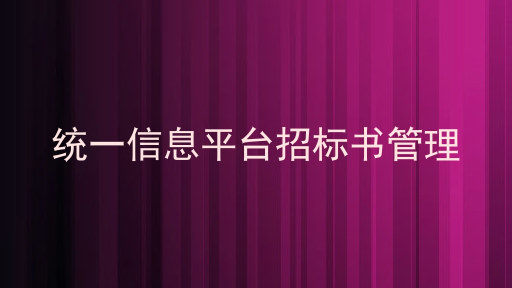 统一信息平台招标书管理
