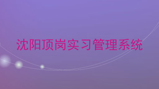 沈阳顶岗实习管理系统