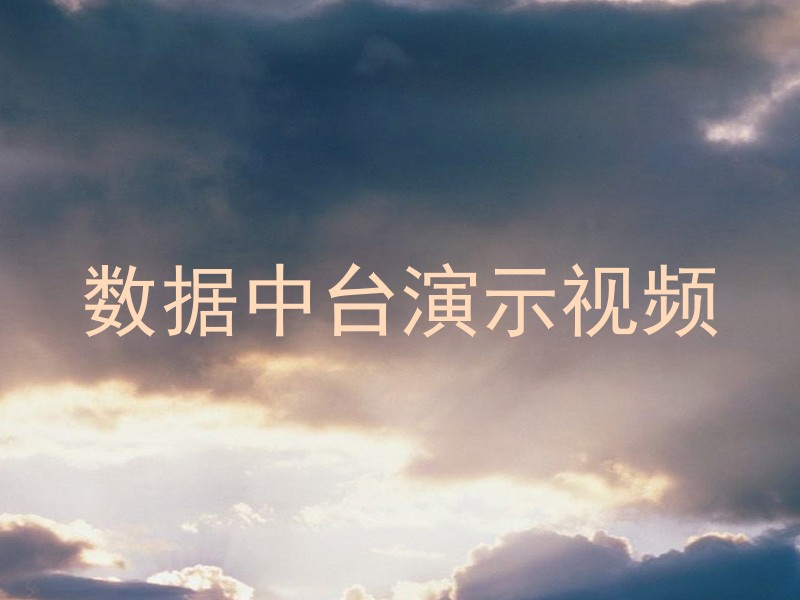数据中台演示视频