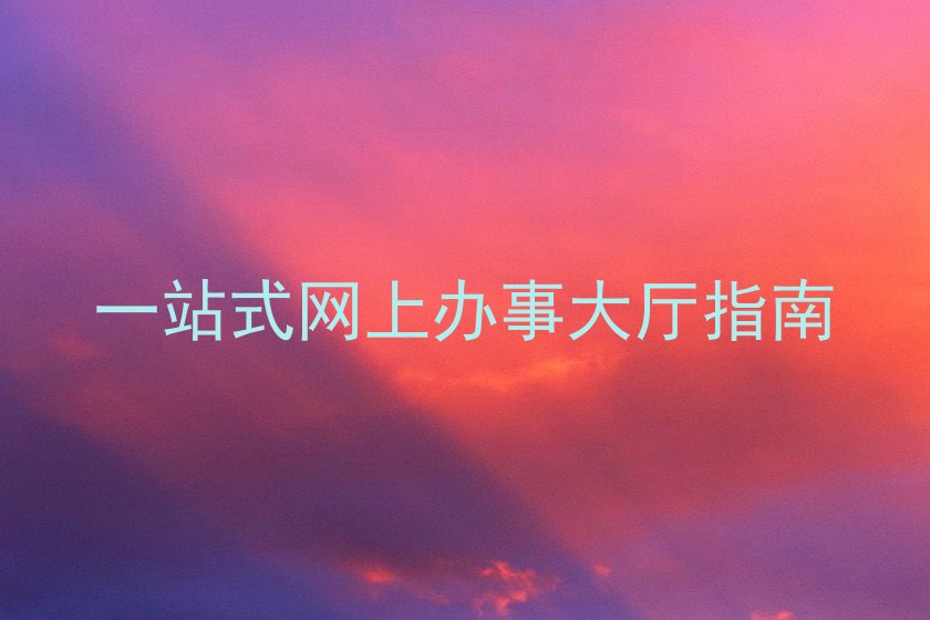 一站式网上办事大厅指南