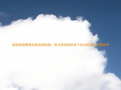 高校科研管理系统选型指南：技术架构师视角下的合肥地区决策参考