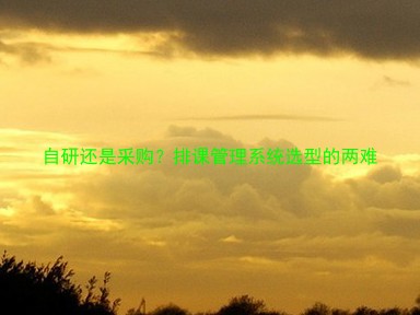 自研还是采购?排课管理系统选型的两难