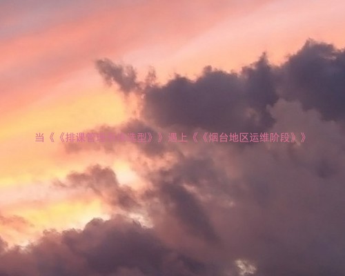 当《《排课管理系统选型》》遇上《《烟台地区运维阶段》》