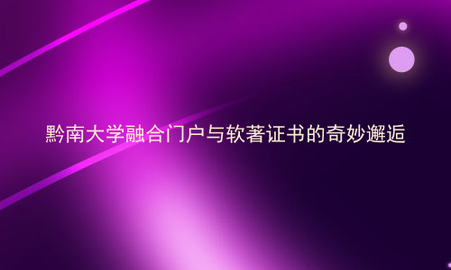 黔南大学融合门户与软著证书的奇妙邂逅