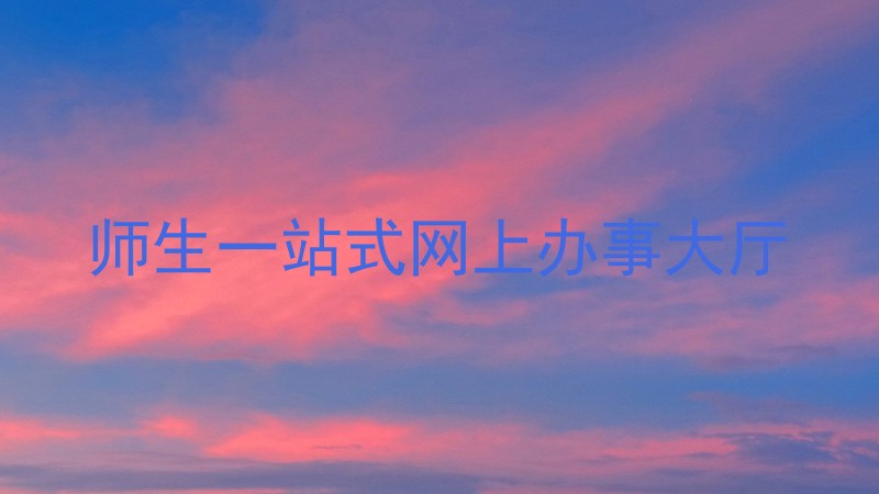 师生一站式网上办事大厅