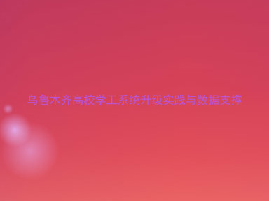 乌鲁木齐高校学工系统升级实践与数据支撑