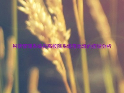 科研管理系统在高校院系级落地难的症结分析