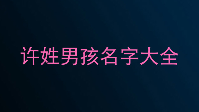 许姓男孩名字大全