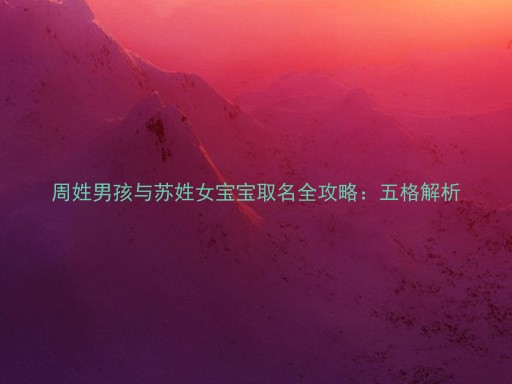 周姓男孩与苏姓女宝宝取名全攻略：五格解析