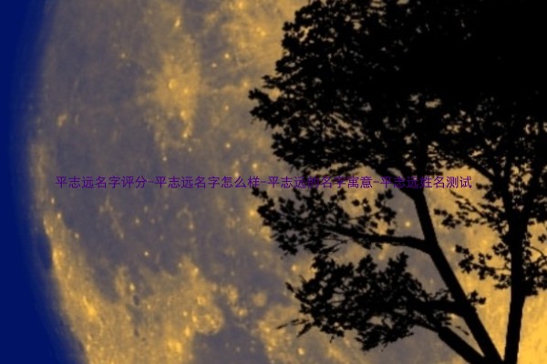 平志远名字评分-平志远名字怎么样-平志远的名字寓意-平志远姓名测试