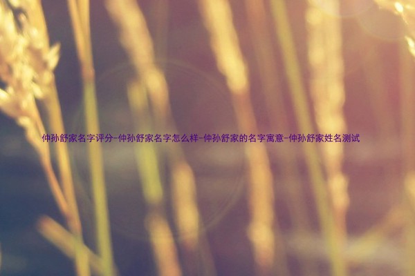 仲孙舒家名字评分-仲孙舒家名字怎么样-仲孙舒家的名字寓意-仲孙舒家姓名测试