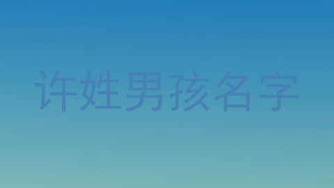 许姓男孩名字