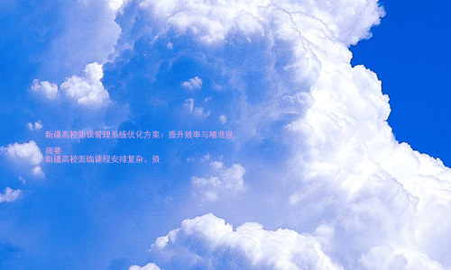 新疆高校排课管理系统优化方案:提升效率与精准度
摘要
新疆高校面临课程安排复杂、资
