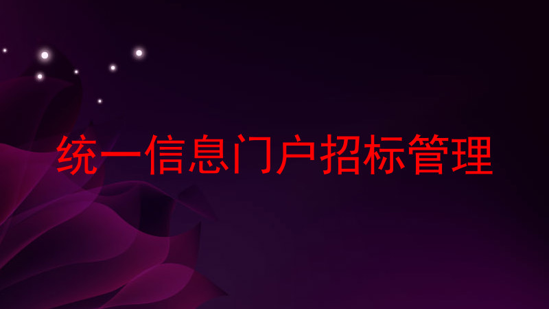 统一信息门户招标管理