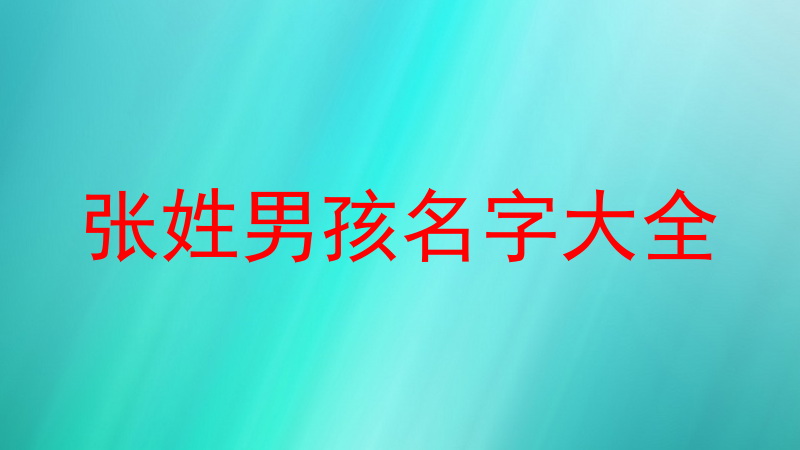 张姓男孩名字大全