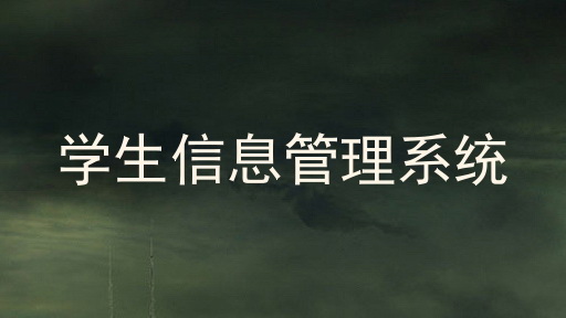 学生信息管理系统