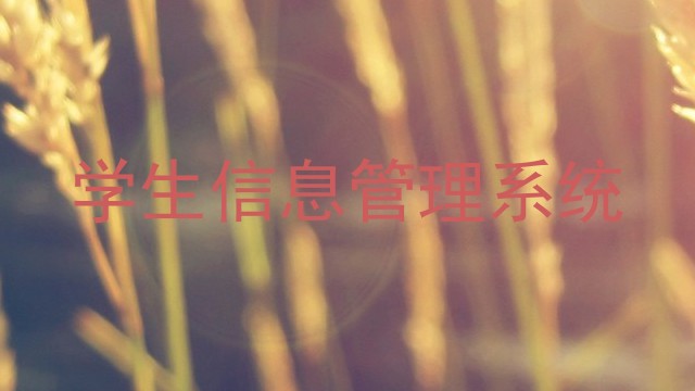 学生信息管理系统