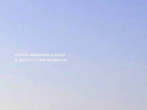师范大学学工管理系统优化路径与实践探索
## 信息化项目负责人视角下的系统痛点分析