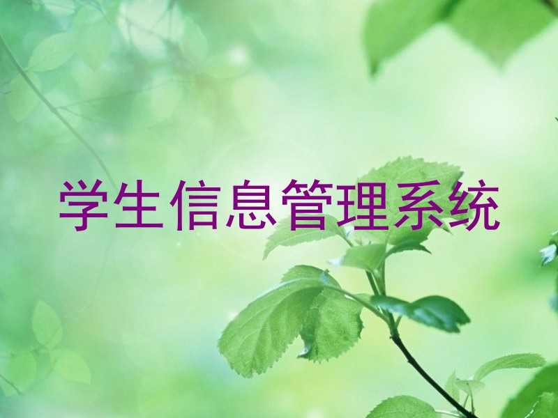 学生信息管理系统