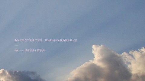 数字化转型下的学工管理:从科研秘书的视角看本科试用
---
### 一、谁在使用?谁在受