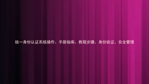 统一身份认证系统操作、手册指南、教程步骤、身份验证、安全管理