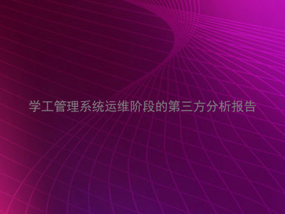 学工管理系统运维阶段的第三方分析报告