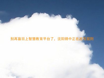 别再盲目上智慧教育平台了,沈阳锦中正在改写规则