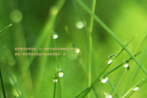 科研管理系统选型:从一线使用者视角看痛点与价值
摘要:科研管理系统选型面临数据孤岛、流