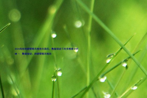 2024高校科研管理系统优化路径：数据驱动下的多维度分析

## 1. 数据驱动：科研管理系统的