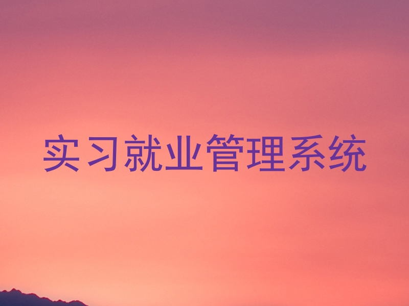 实习就业管理系统