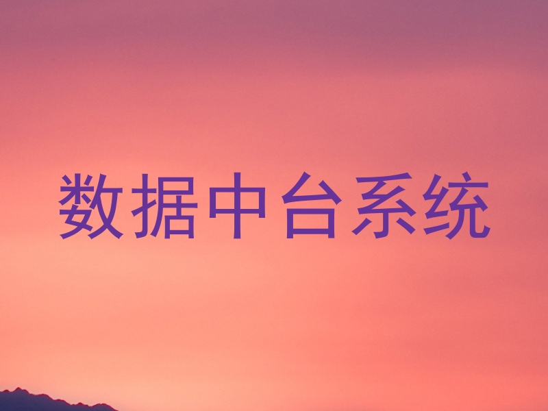 数据中台系统
